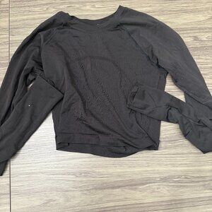 Lululemon Swiftly Tech Women's Black Cropped Long Sleeve Top Good Condition